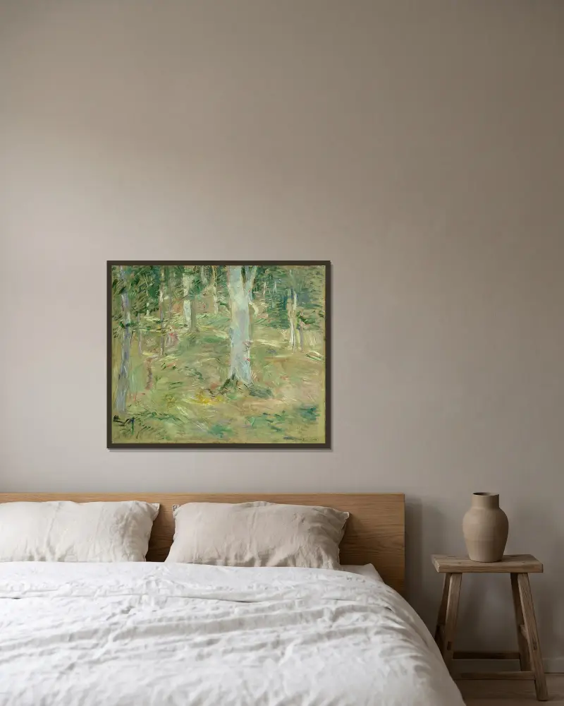 Lesní zátiší v Compiègne, Berthe Morisot v rámu na stěně