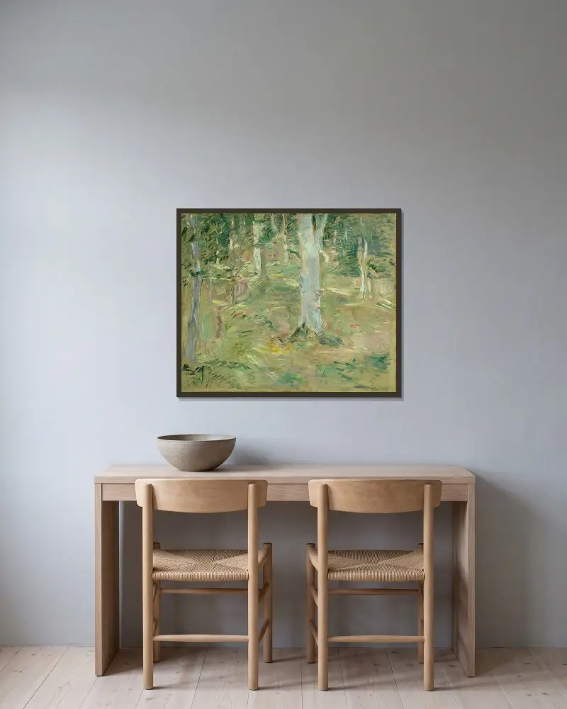 Lesní zátiší v Compiègne, Berthe Morisot v rámu na stěně