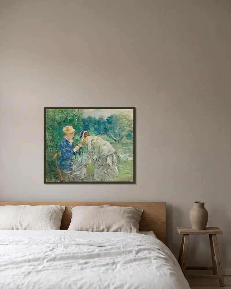 In the Bois de Boulogne av Berthe Morisot inramad på en vägg