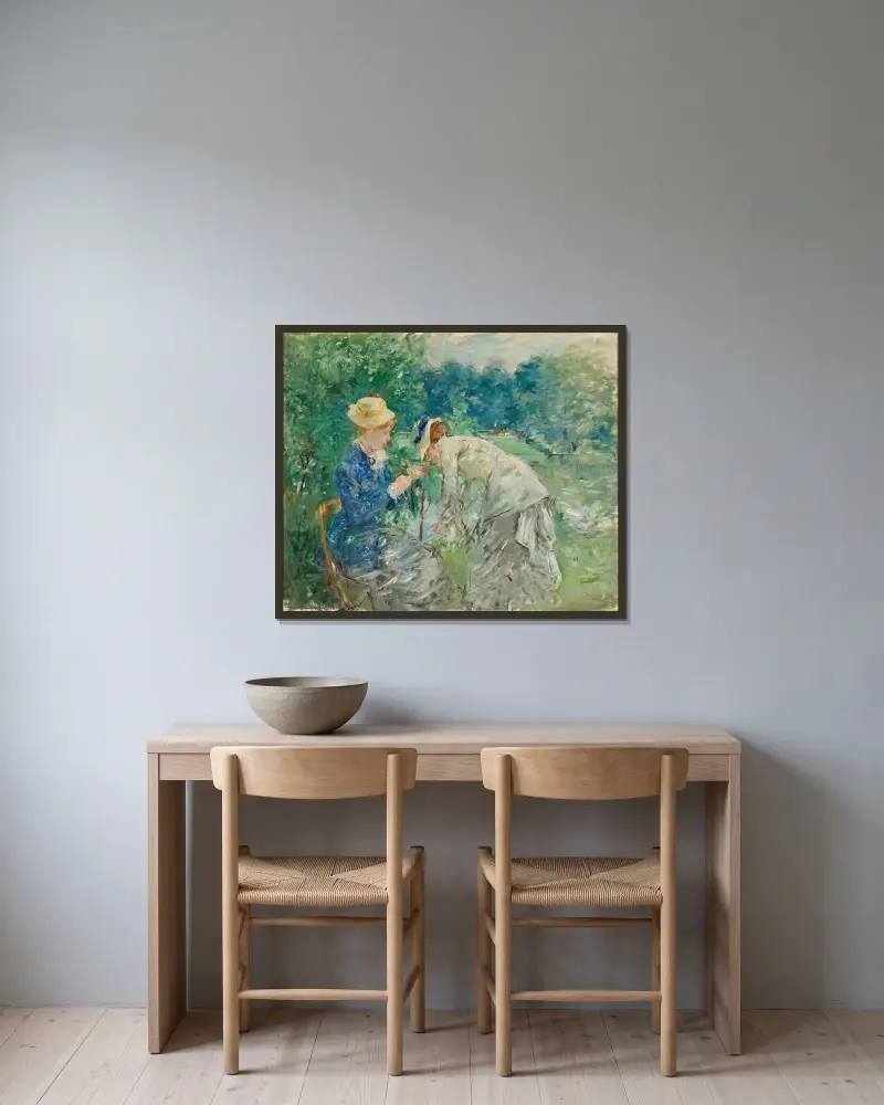 In the Bois de Boulogne av Berthe Morisot inramad på en vägg