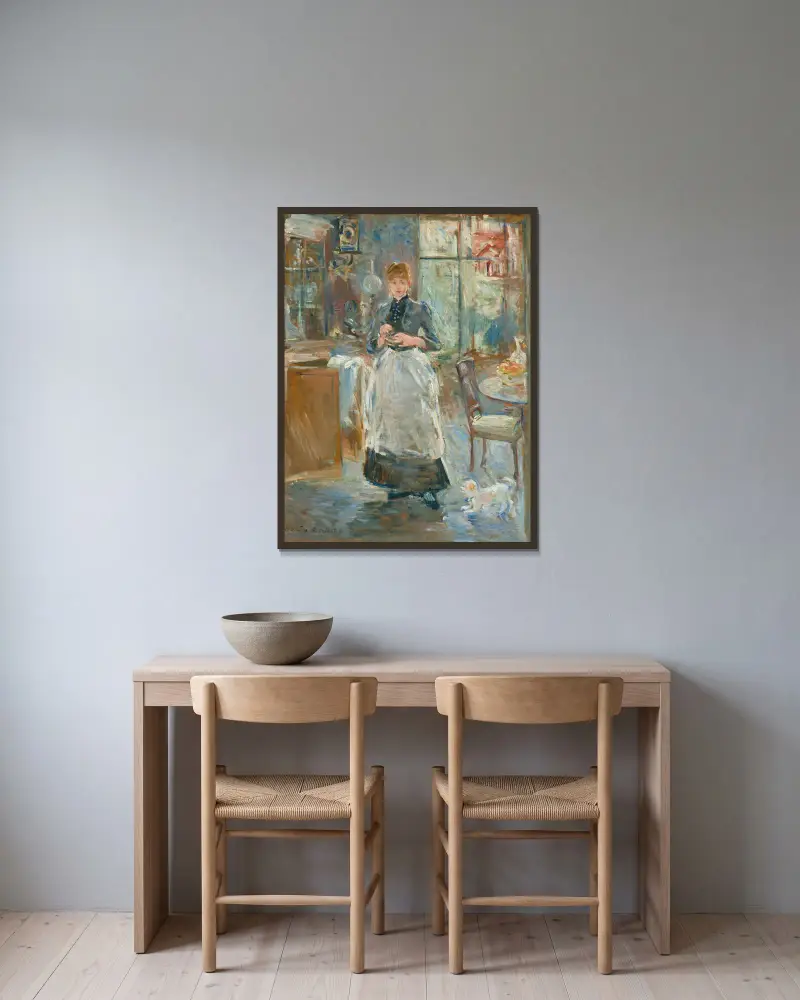 In the Dining Room av Berthe Morisot inramad på en vägg