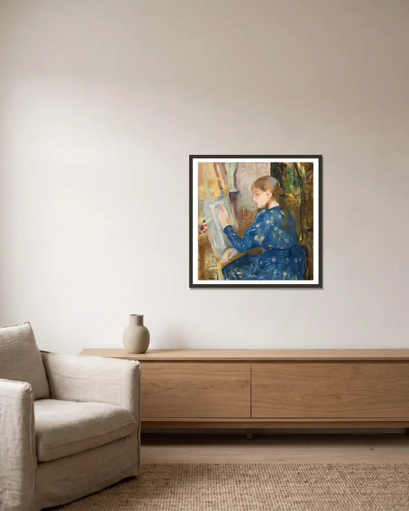Jeune Fille Écrivant av Berthe Morisot inramad på en vägg