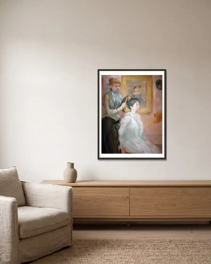 Česání, Berthe Morisot v rámu na stěně