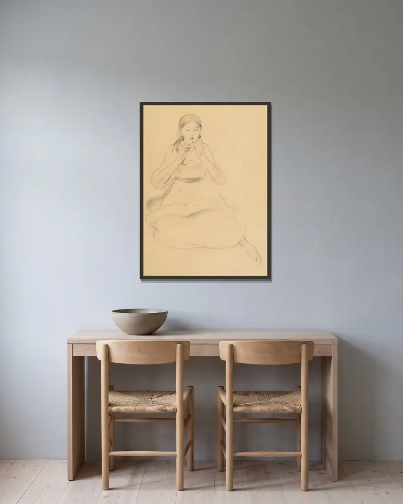 Der Flageolett, 1890 – Nr. 1 von Berthe Morisot gerahmt an einer Wand