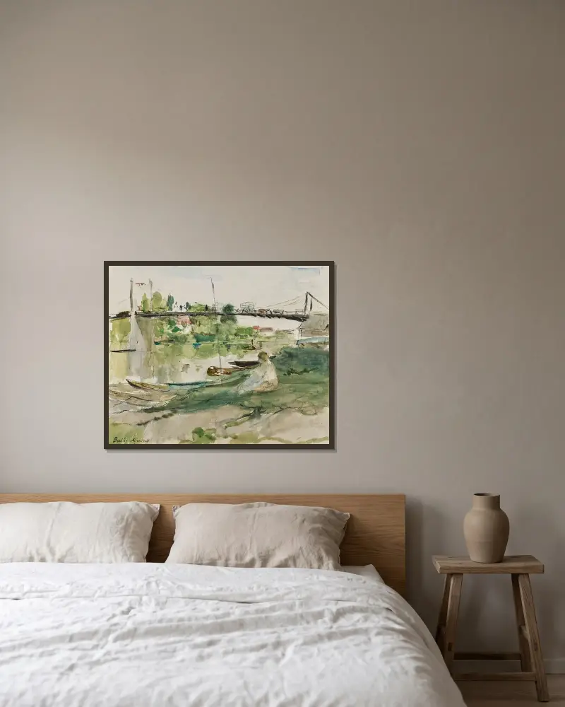 Le pont sur l’Oise av Berthe Morisot inramad på en vägg