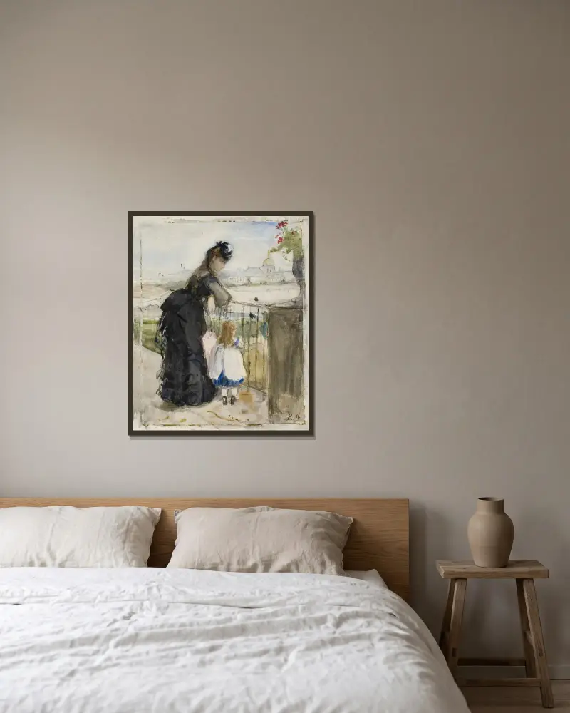 Auf dem Balkon von Berthe Morisot gerahmt an einer Wand