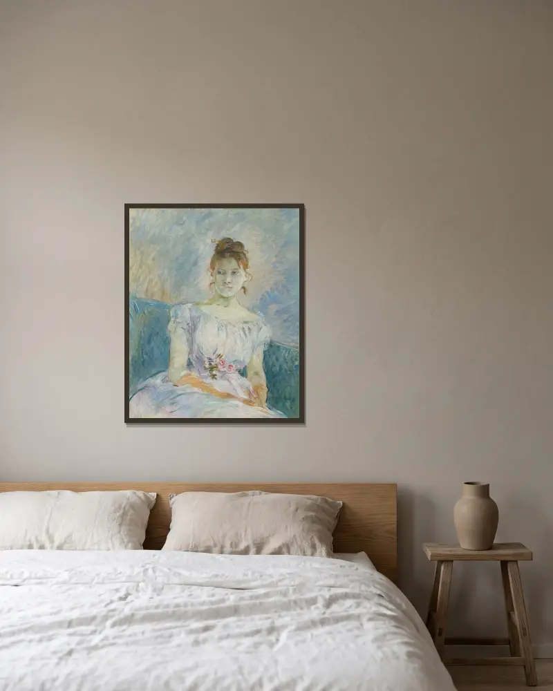 Paule Gobillard en robe de bal av Berthe Morisot inramad på en vägg