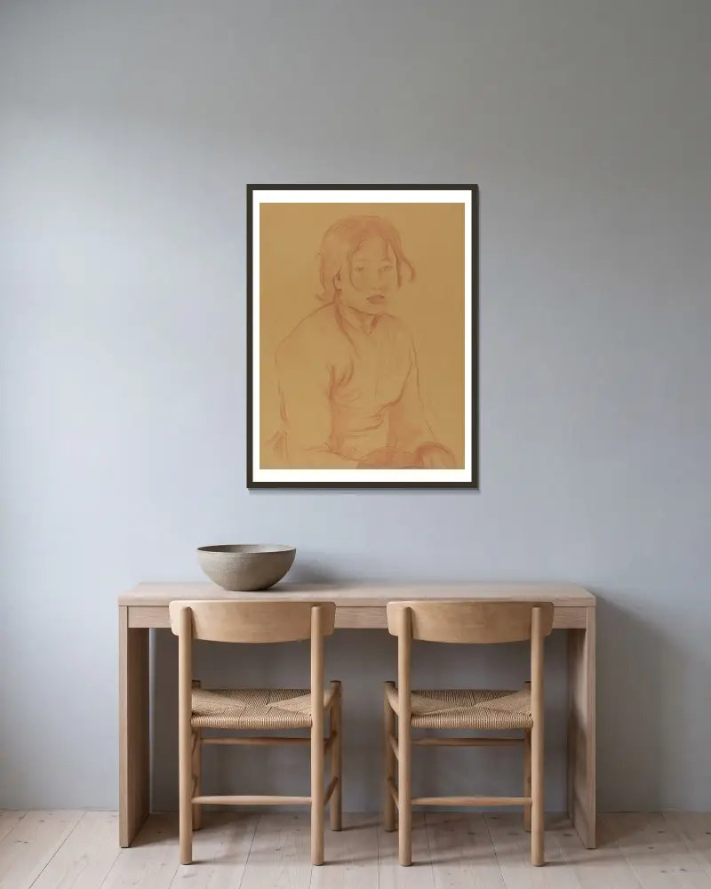 Bauernmädchen von Berthe Morisot gerahmt an einer Wand