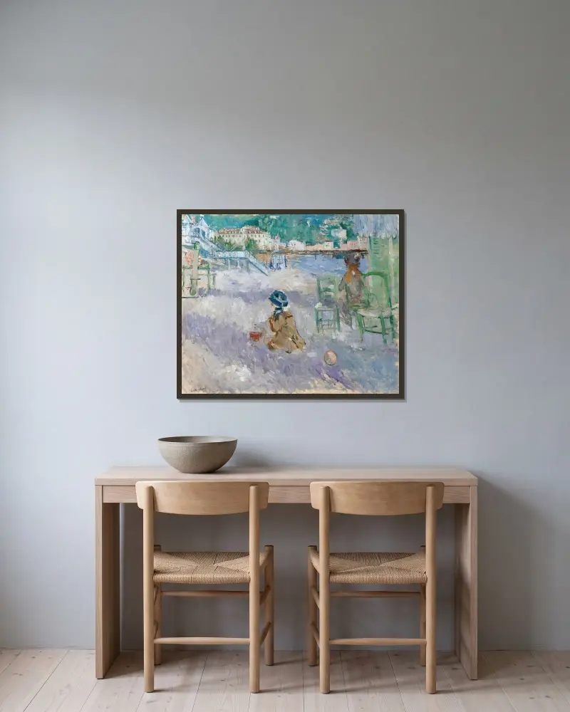 Pláž v Nice, Berthe Morisot v rámu na stěně