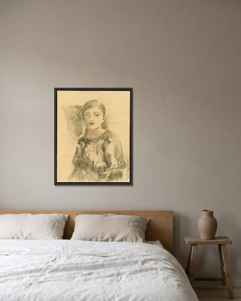 Portrait of Julie Manet av Berthe Morisot inramad på en vägg