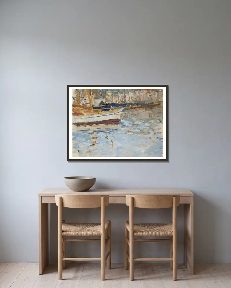The Port of Nice av Berthe Morisot inramad på en vägg