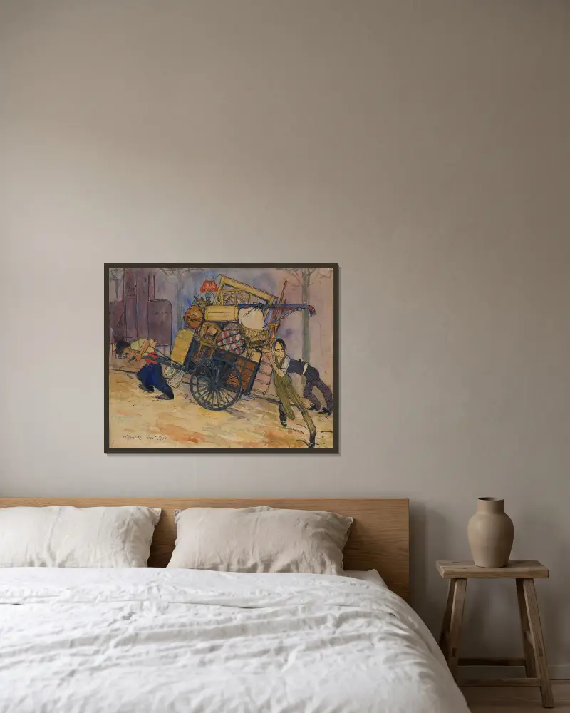 Artist Carl Frisendahl’s move in Montparnasse, Paris av Bertil Lybeck inramad på en vägg