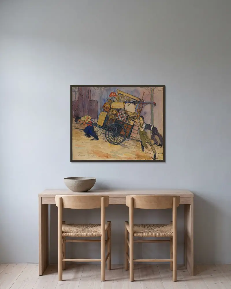 Artist Carl Frisendahl’s move in Montparnasse, Paris av Bertil Lybeck inramad på en vägg