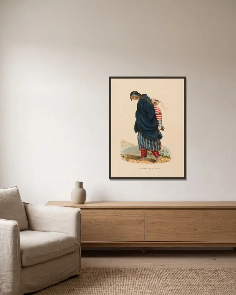 Chippeway Woman & Child 2 av Charles Bird King inramad på en vägg