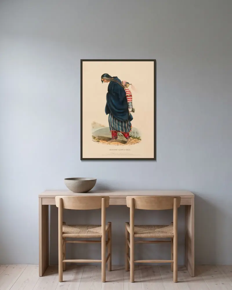 Chippeway Woman & Child 2 av Charles Bird King inramad på en vägg