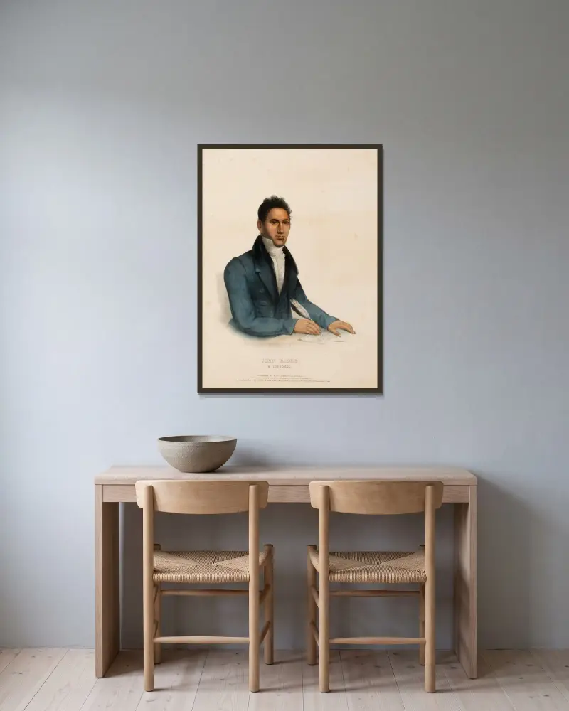 John Ridge, A Cherokee av Charles Bird King inramad på en vägg