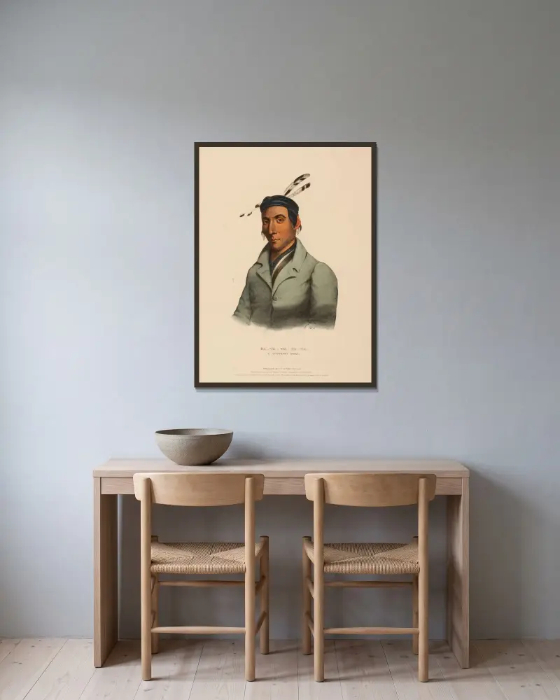 Ka-Ta-Wa-Be-Da. A Chippeway Chief av Charles Bird King inramad på en vägg