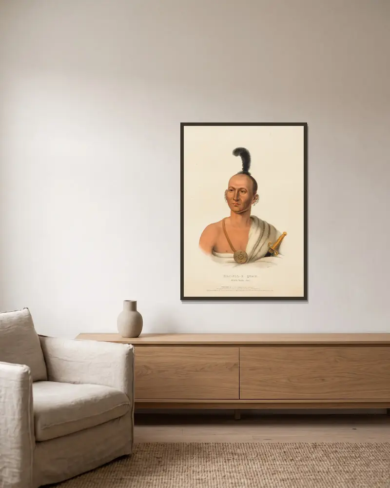Kai-Pol-E-Quah, Weißnasiger Fuchs von Charles Bird King gerahmt an einer Wand