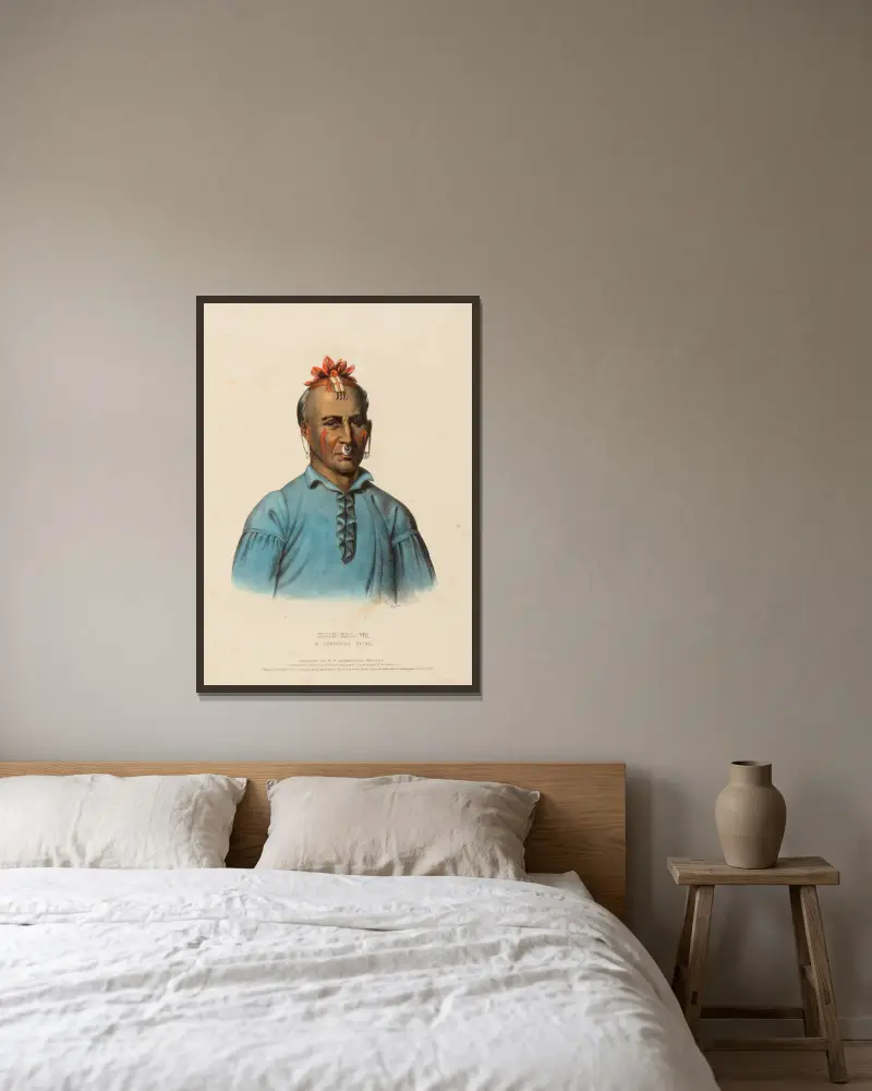 Kish-Kal-Wa. A Shawanoe Chief av Charles Bird King inramad på en vägg