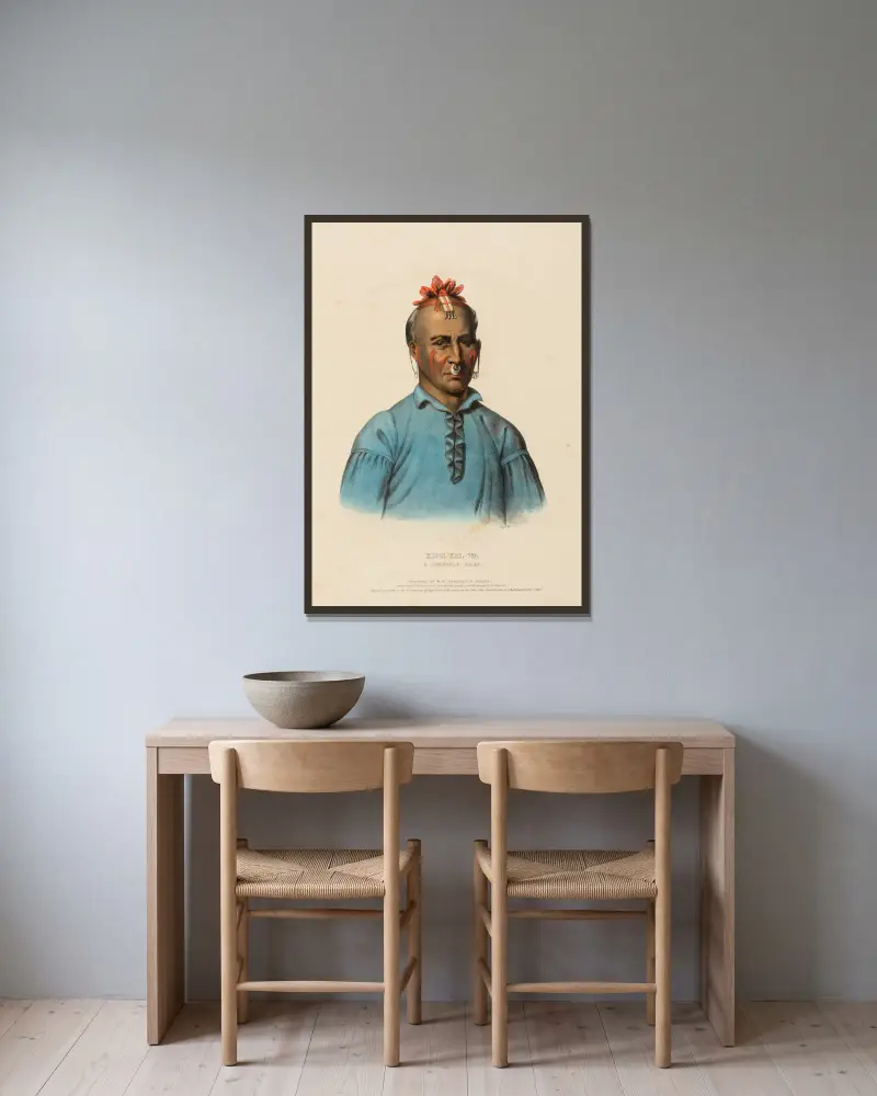 Kish-Kal-Wa. A Shawanoe Chief av Charles Bird King inramad på en vägg