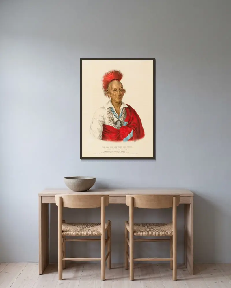 Ma-Ka-Tai-Me-She-Kia-Kiah av Charles Bird King inramad på en vägg