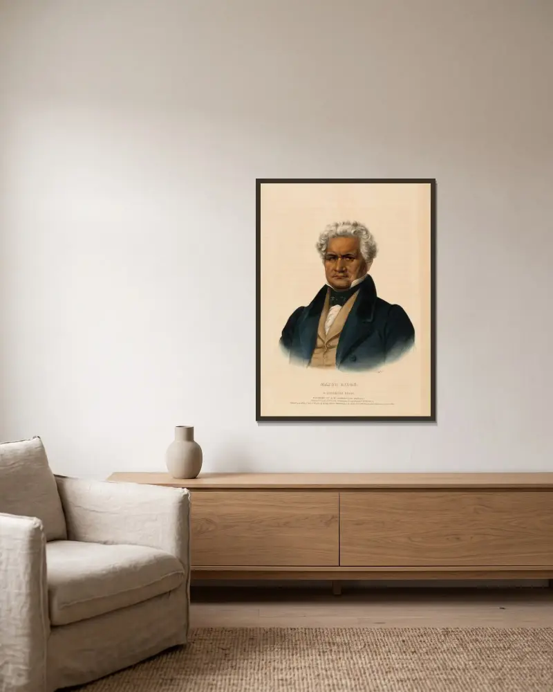 Major Ridge. A Cherokee Chief av Charles Bird King inramad på en vägg
