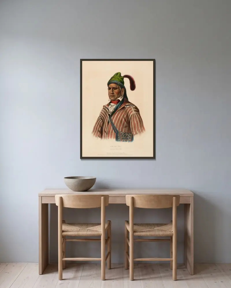 Me-Na-Wa. A Creek Warrior av Charles Bird King inramad på en vägg