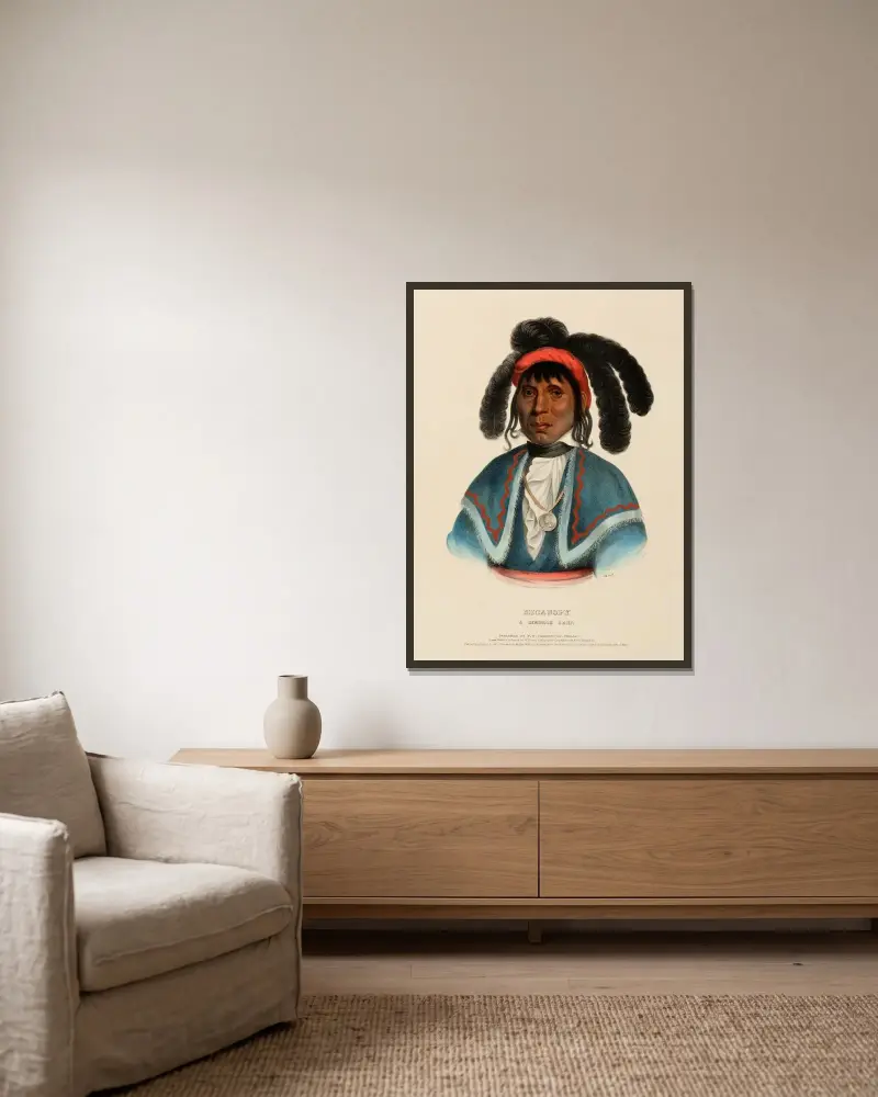 Micanopy. A Seminole Chief av Charles Bird King inramad på en vägg