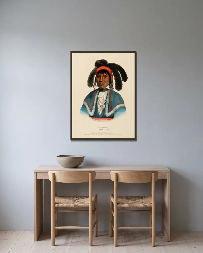 Micanopy. A Seminole Chief av Charles Bird King inramad på en vägg