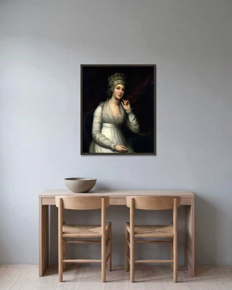 Mrs. Joshua Johnson av Charles Bird King inramad på en vägg