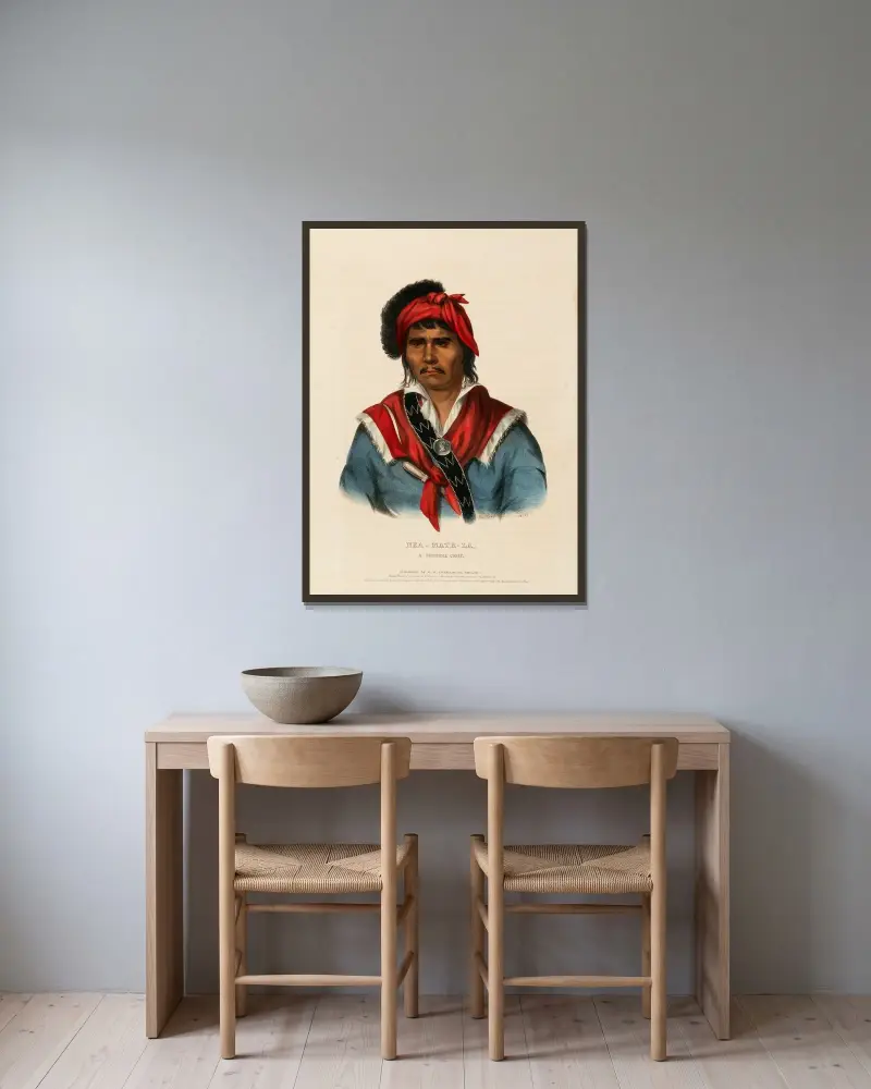 Nea-Math-La, A Seminole Chief av Charles Bird King inramad på en vägg