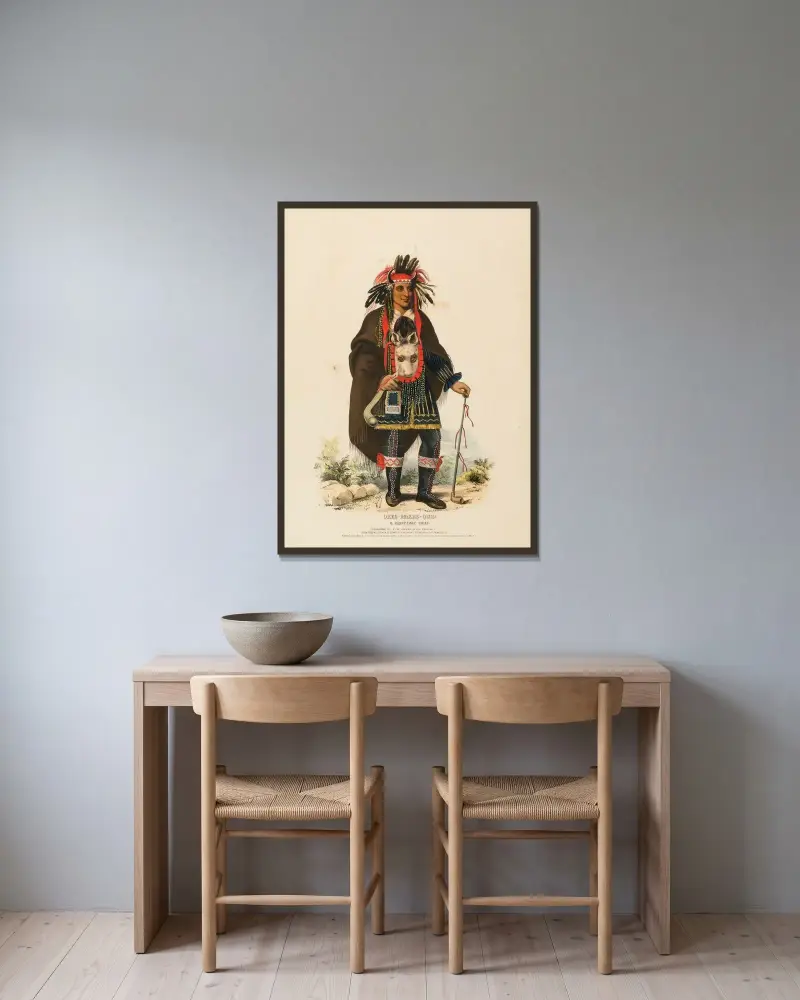 Okee-Makee-Quid. Ein Häuptling der Chippewa von Charles Bird King gerahmt an einer Wand