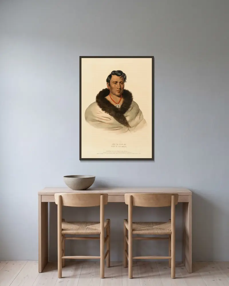 Ong Pa Ton Ga, omahahövding av Charles Bird King inramad på en vägg