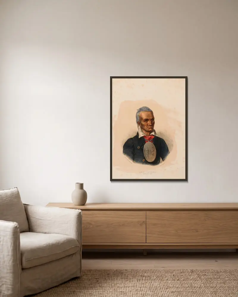 Red Jacket. Seneca War Chief av Charles Bird King inramad på en vägg