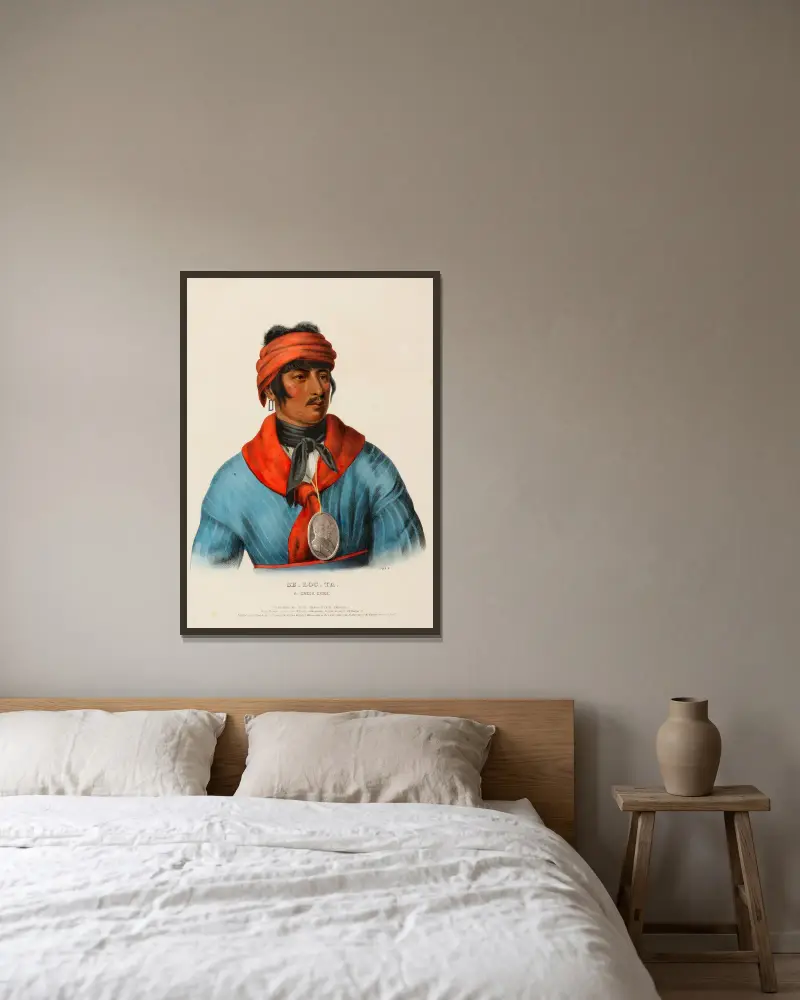 Se-Loc-Ta, A Creek Chief av Charles Bird King inramad på en vägg