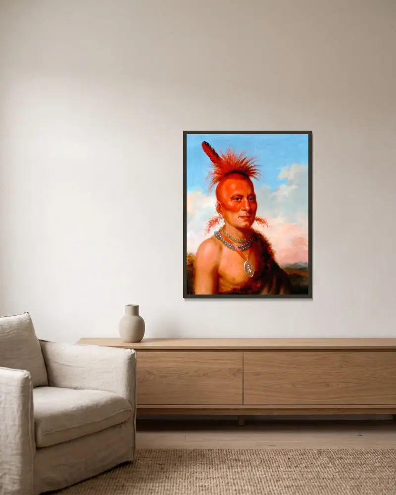 Sharitarish (Wicked Chief), Pawnee von Charles Bird King gerahmt an einer Wand