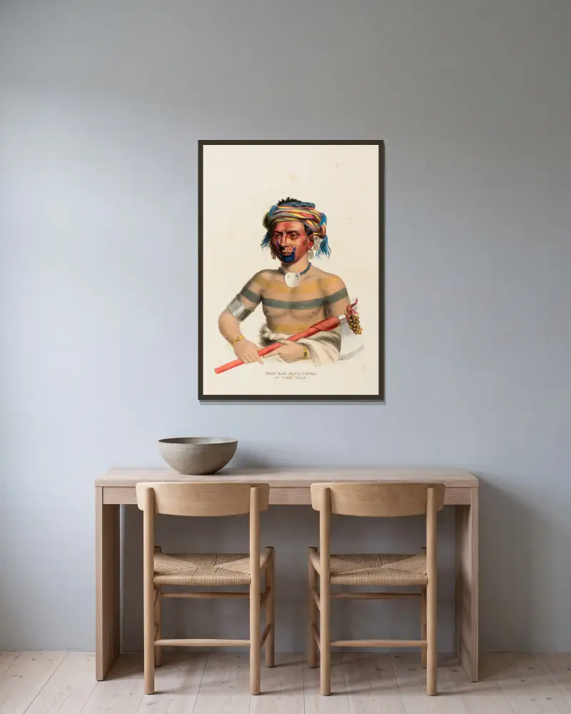 Shau-Hau-Napo-Tinta. An Ioway Chief av Charles Bird King inramad på en vägg