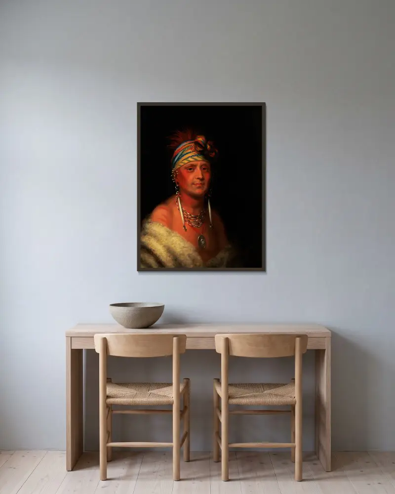 Shaumonekusse (Präriewolf), Oto von Charles Bird King gerahmt an einer Wand
