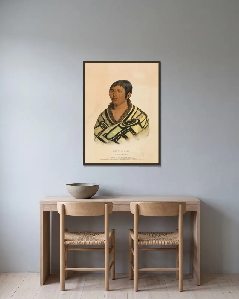 Stum-Ma-Nu, A Flat-Head Boy av Charles Bird King inramad på en vägg
