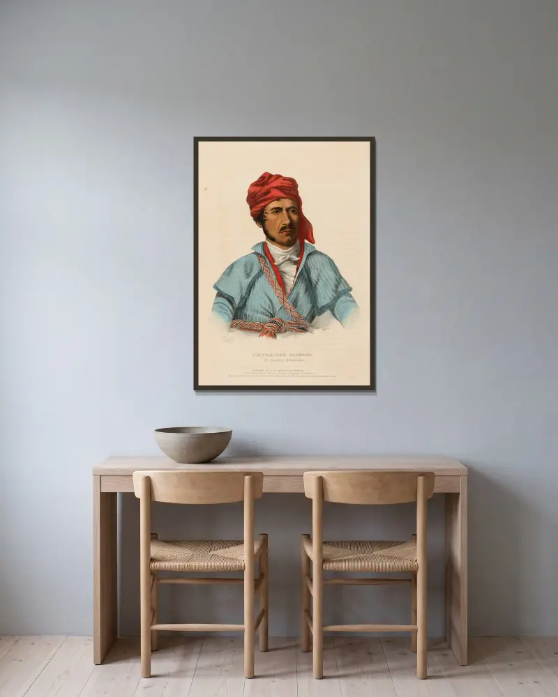 Timpoochee Barnard. An Uchee Warrior av Charles Bird King inramad på en vägg