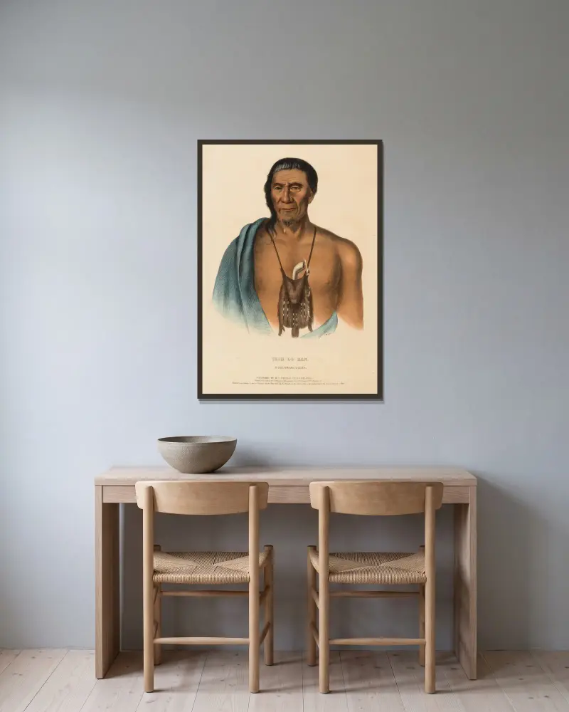 Tish-Co-Han. A Delaware Chief av Charles Bird King inramad på en vägg