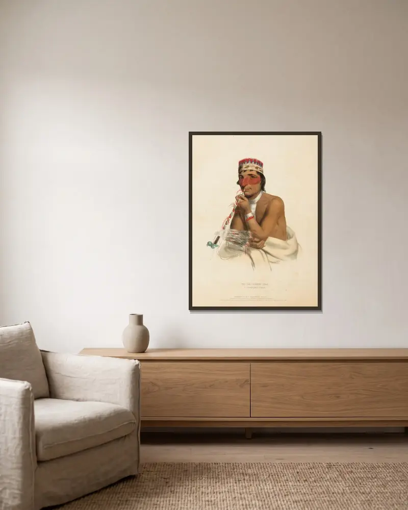 Wa-Em-Boesh-Kaa. A Chippeway Chief av Charles Bird King inramad på en vägg