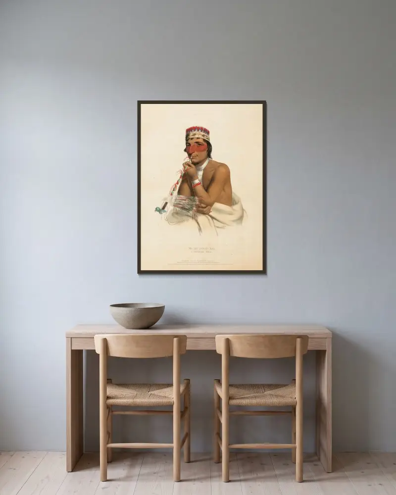 Wa-Em-Boesh-Kaa. A Chippeway Chief av Charles Bird King inramad på en vägg