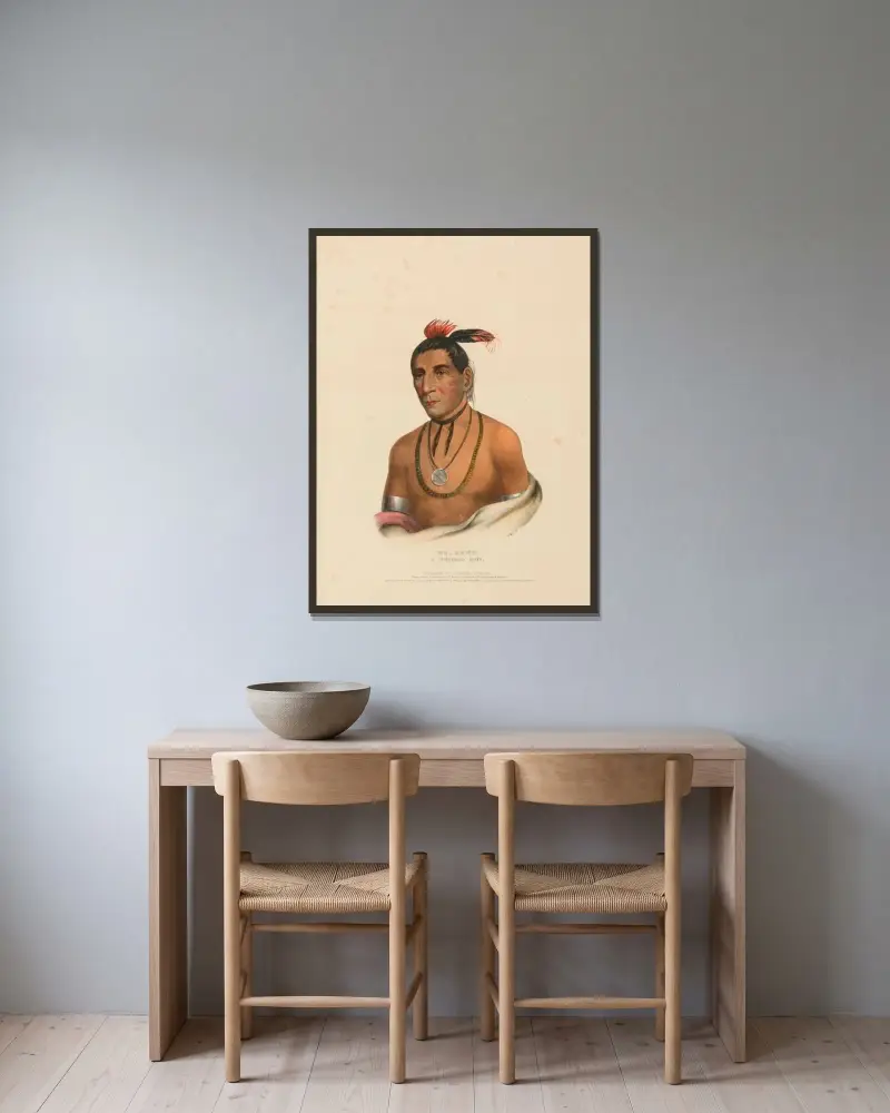 Wa-Kawn, A Winnebago Chief av Charles Bird King inramad på en vägg