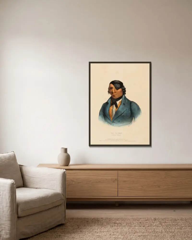 Waa-Pa-Shaw. A Sioux Chief av Charles Bird King inramad på en vägg