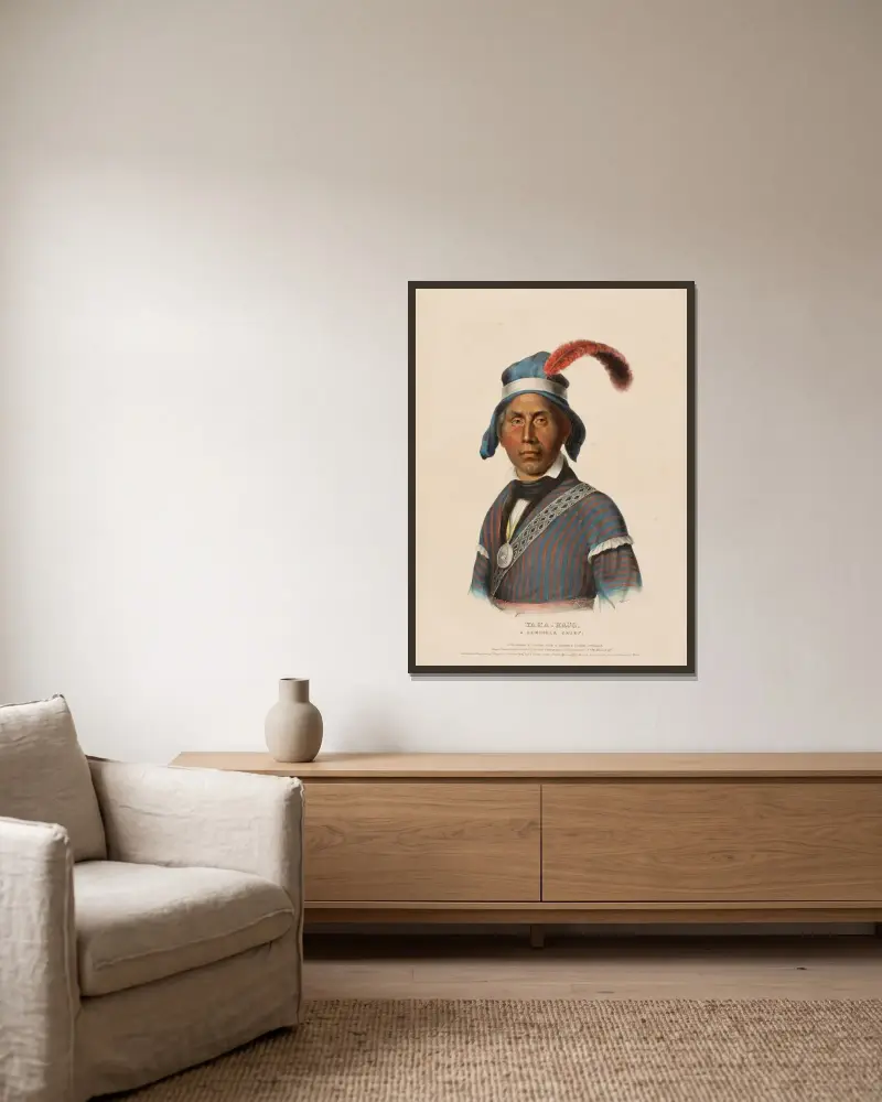 Yaha-Hajo. A Seminole Chief av Charles Bird King inramad på en vägg