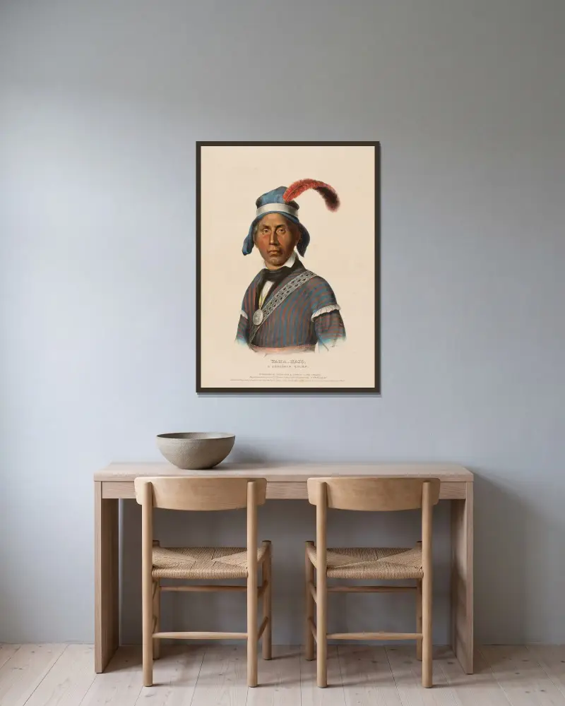 Yaha-Hajo. A Seminole Chief av Charles Bird King inramad på en vägg