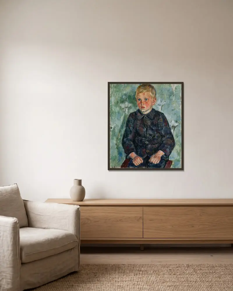 Portrait of a Boy av Birger Simonsson inramad på en vägg