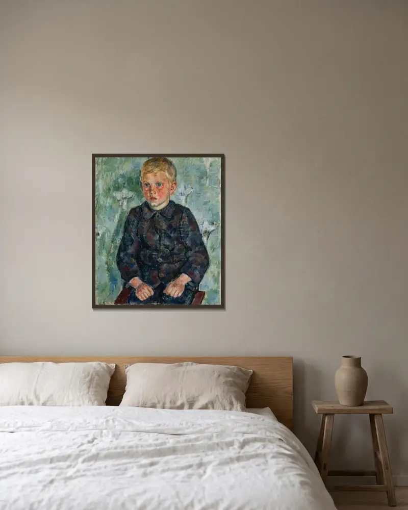 Portrait of a Boy av Birger Simonsson inramad på en vägg