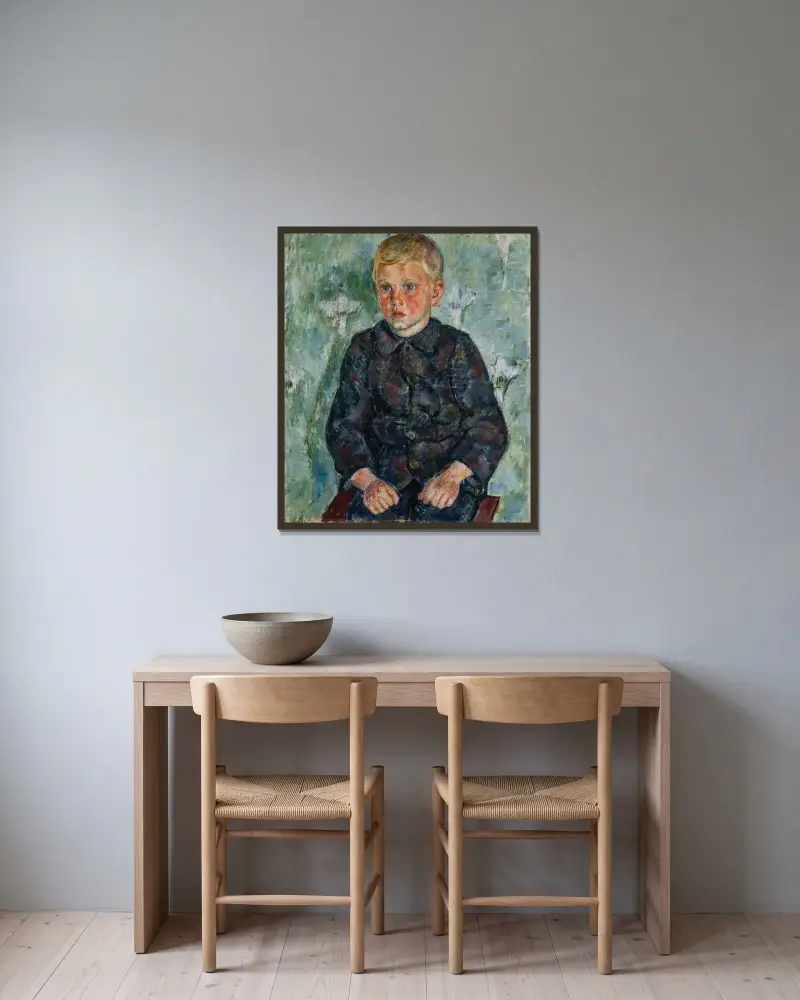 Portrait of a Boy av Birger Simonsson inramad på en vägg
